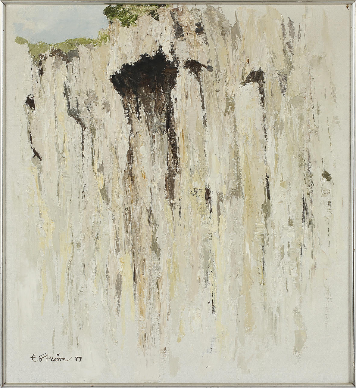 ERIK STRÖM. "Fältspatsgruvan" Olja på duk, signerad och daterad 77.