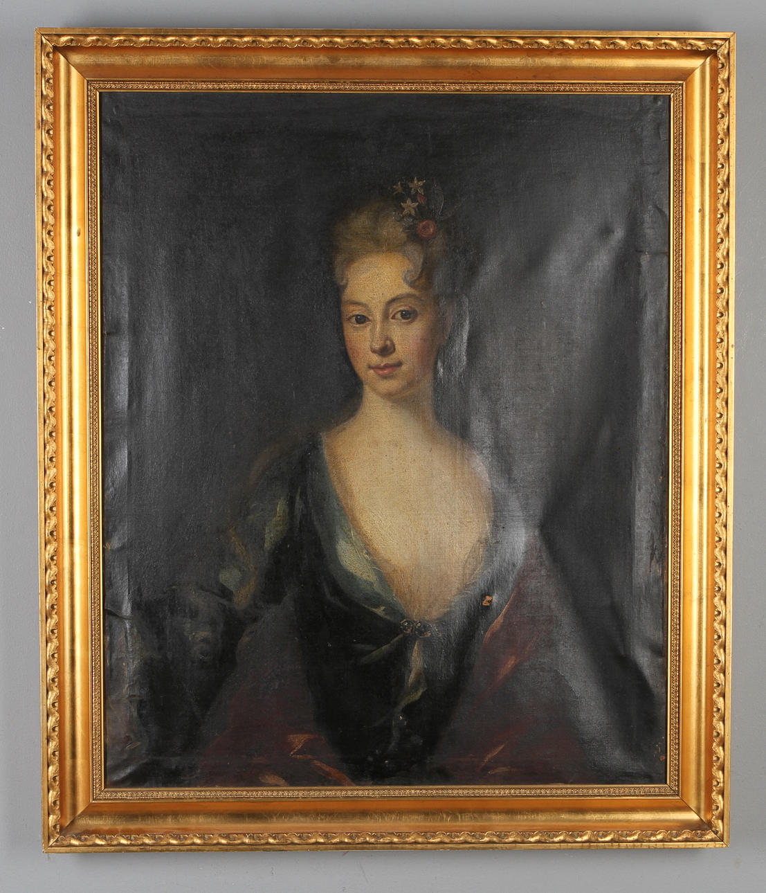 OKÄND KONSTNÄR. 2 st, Porträtt av Carl Johan Wrangel af Ludenhoff samt Christina Lovisa Oxenstierna af Korsholm och Wasa, olja på duk, osignerade. 1700-tal.