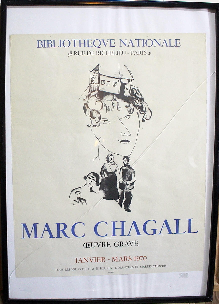 MARC CHAGALL. biblioteksaffisch, efter, mars 1970.