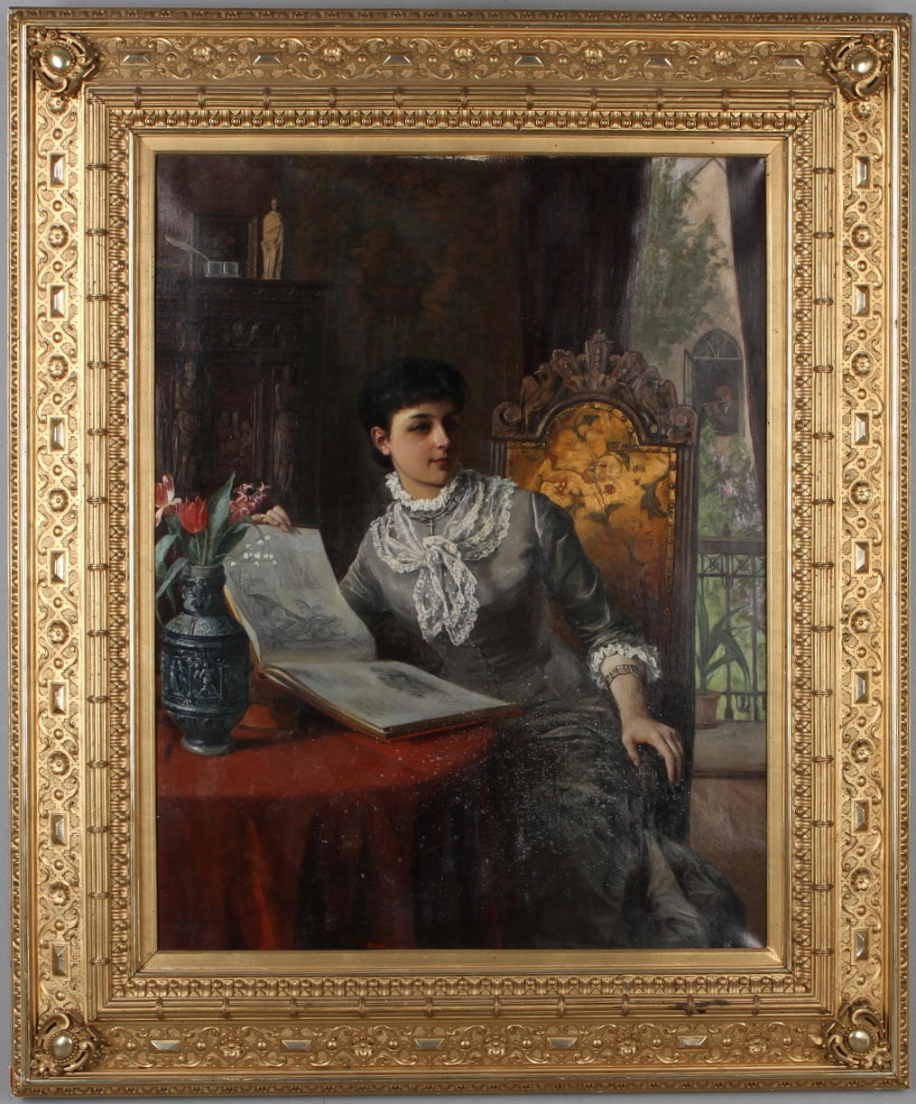 MATHILDE DIETRICHSON. Porträtt av kvinna, olja på duk, signerad samt daterad 1883.