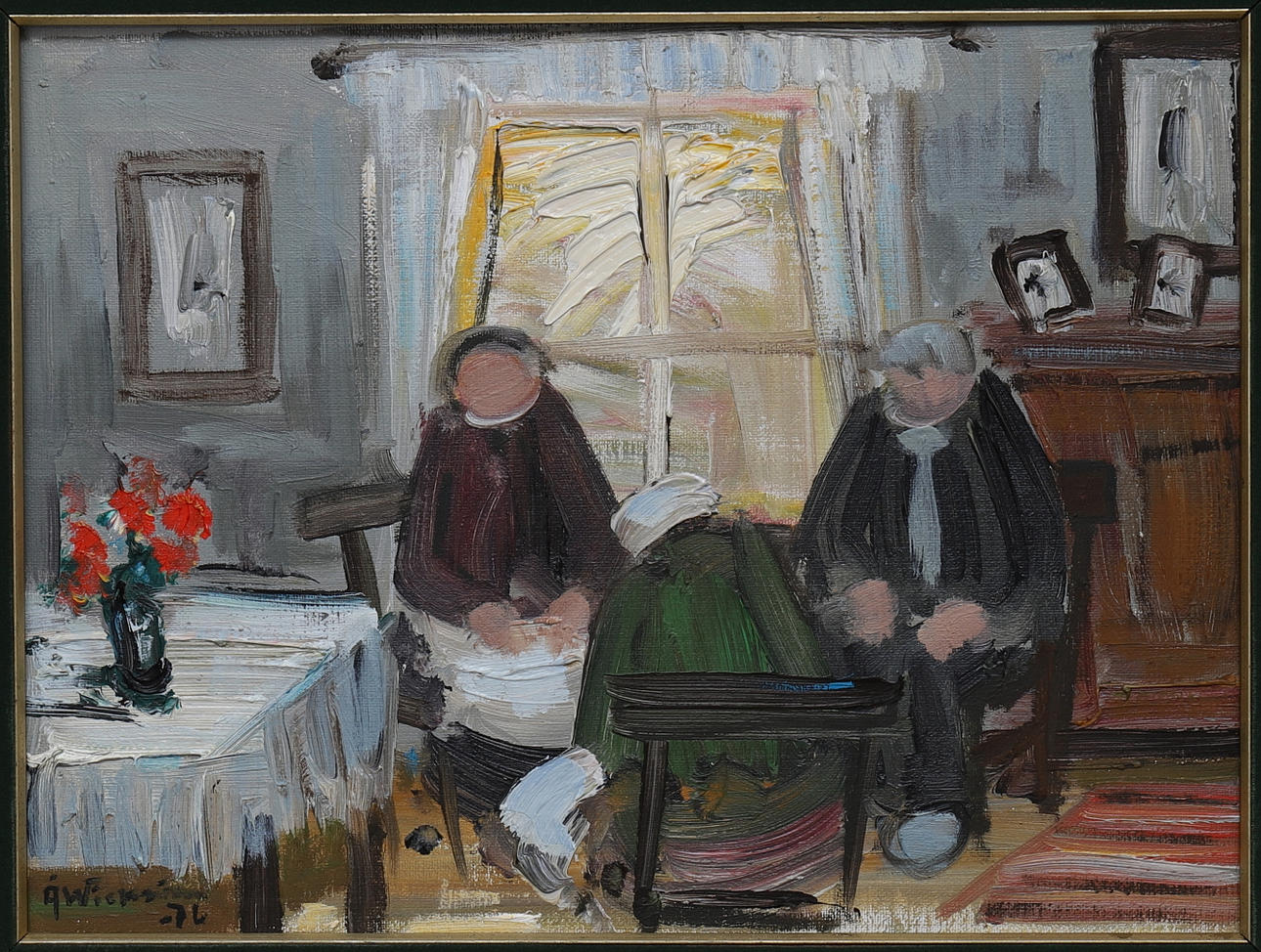 ÅKE WICKSTRÖM. Óleo sobre lienzo, "En casa de Emil".