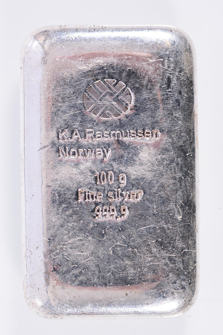 SØLVTACK, 100 gram, KA Rasmussen, Norge.