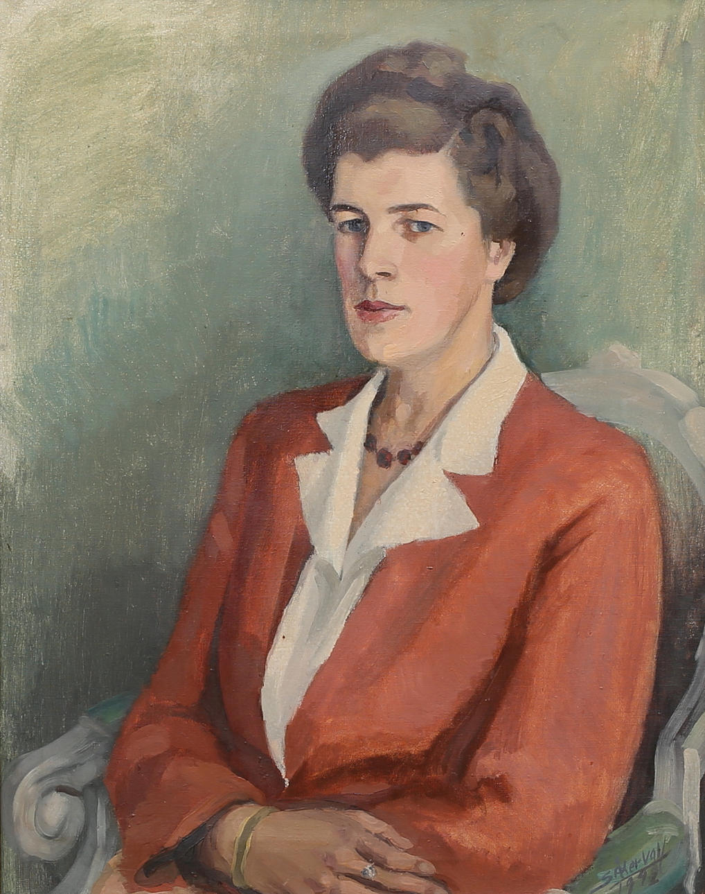 STIG ÅKERVALL. oil on canvas, portrait, signed and dated 1942.