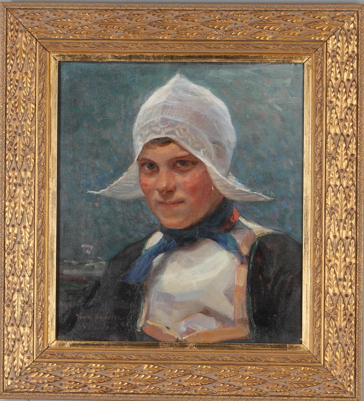 IVAR KAMKE. Kvinna från Volendam, olja på duk, signerad och daterad.