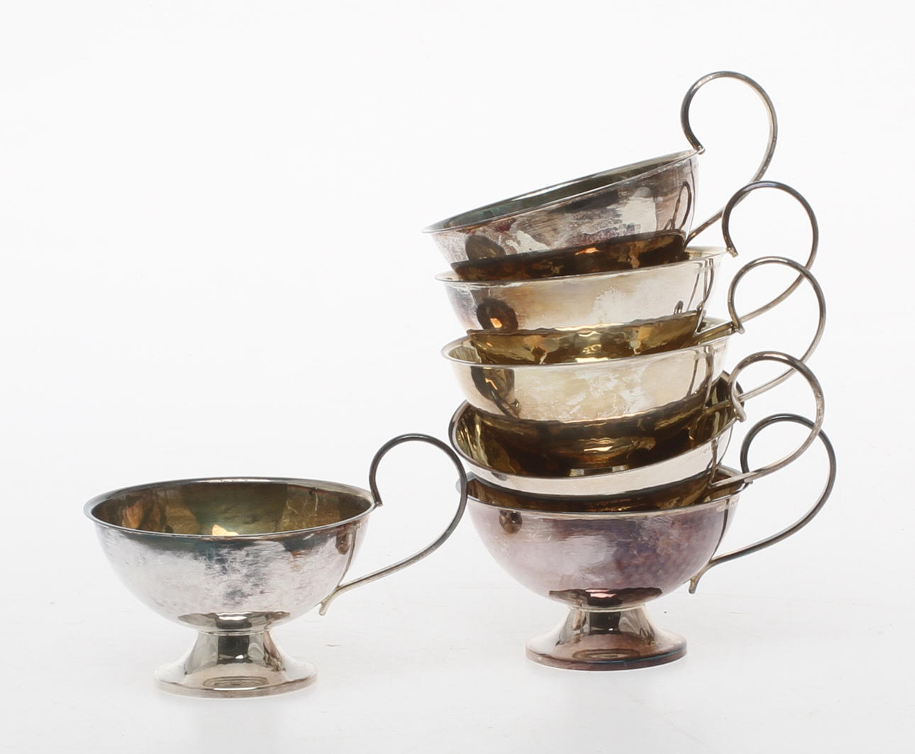 PUNCHBÄGARE, 6 st, silver, Ceson, Tot vikt 187 gram.