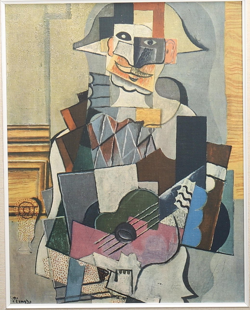 PABLO PICASSO. tryck på duk, "Harlekin med gitarr", Master Art AB Malmö.