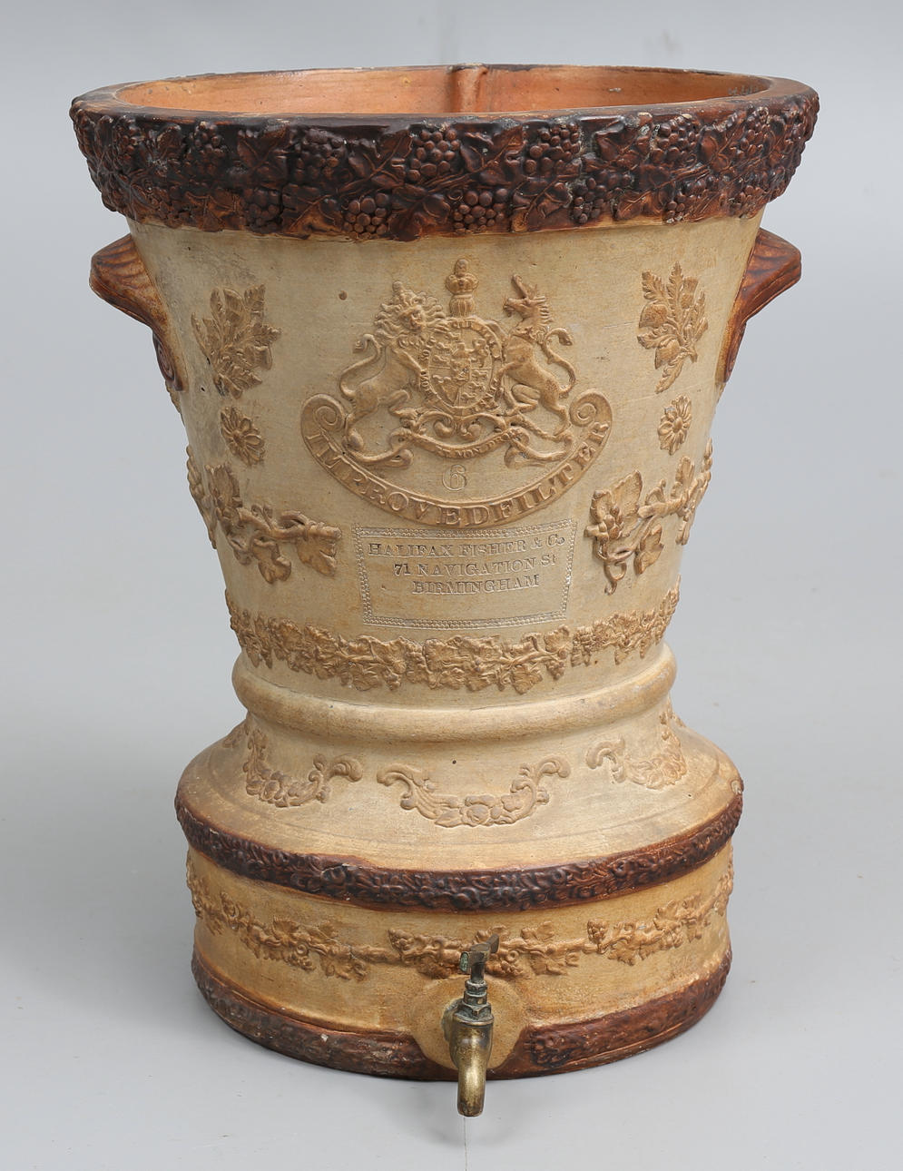 VATTENBEHÅLLARE, keramik, victoriansk, Halifax Fisher & Co, Birmingham, England.