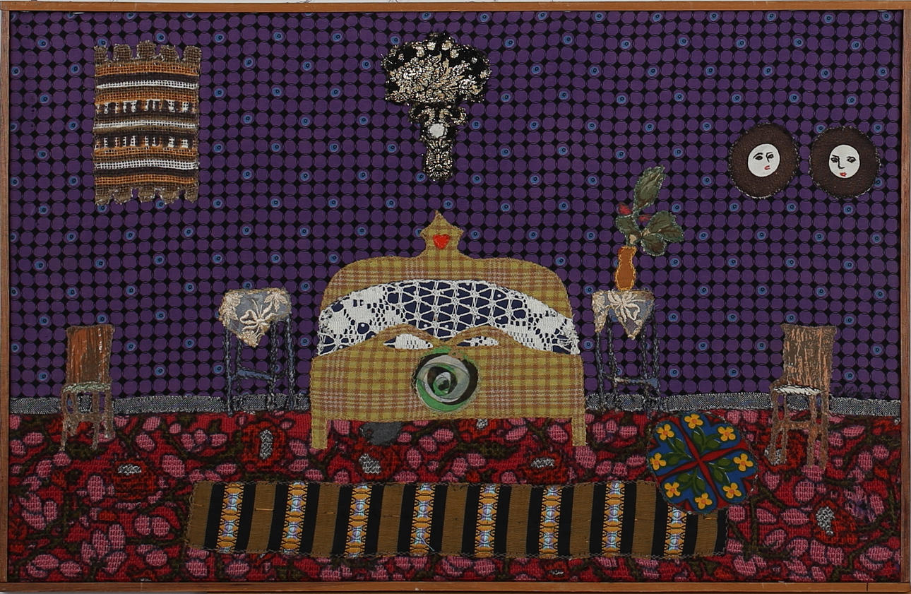 HULDA LINDGREN. Sovrummet. Applikation. Signerad H Lundgren och daterad -70.