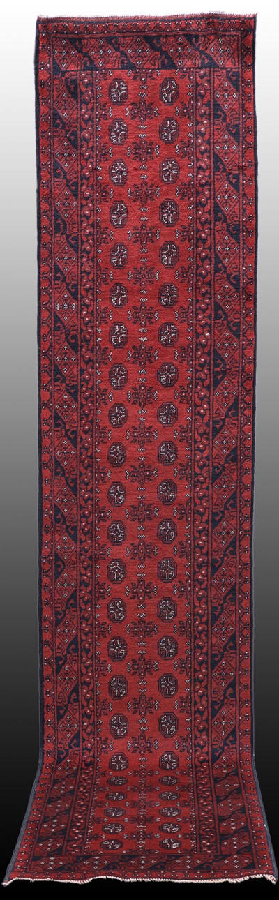 CARPET, Oriental, Afghan, gallery model, 375 x 80 cm.