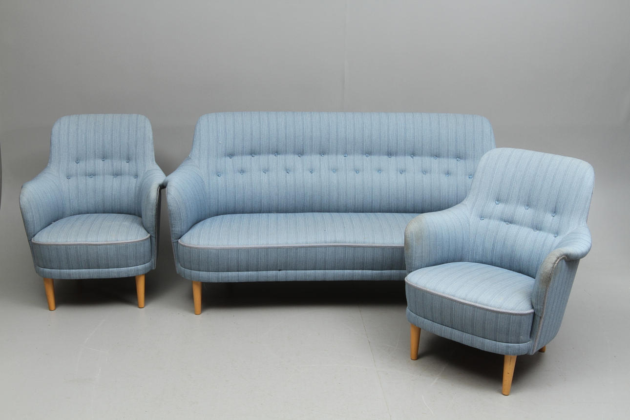 SOFFA, FÅTÖLJER, ett par, "Samsas", Carl Malmsten.