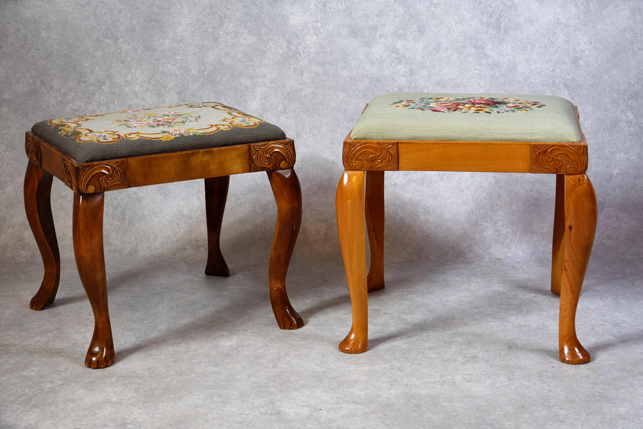 STOOLS, FOPALL, 3 pieces rococo style.