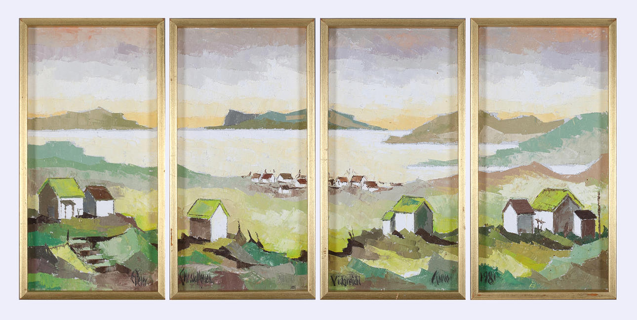 PETER CHRISTOFFERSEN. Landscape, 4 pieces, oil on canvas, signed and dated 1981.