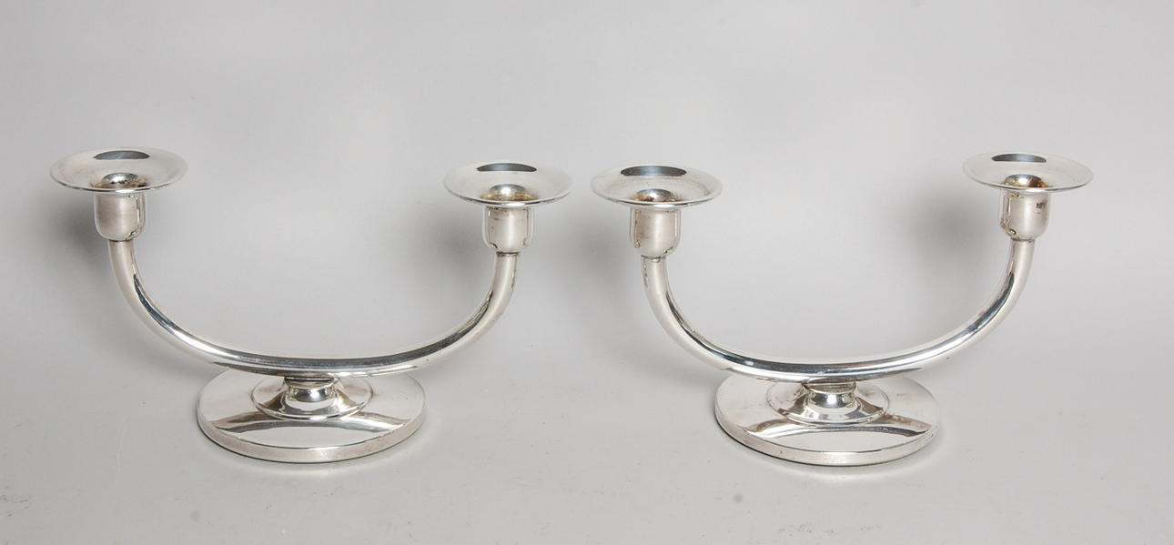 LJUSSTAKAR, 1 par, silver, Art deco, 1900-talets första hälft.
