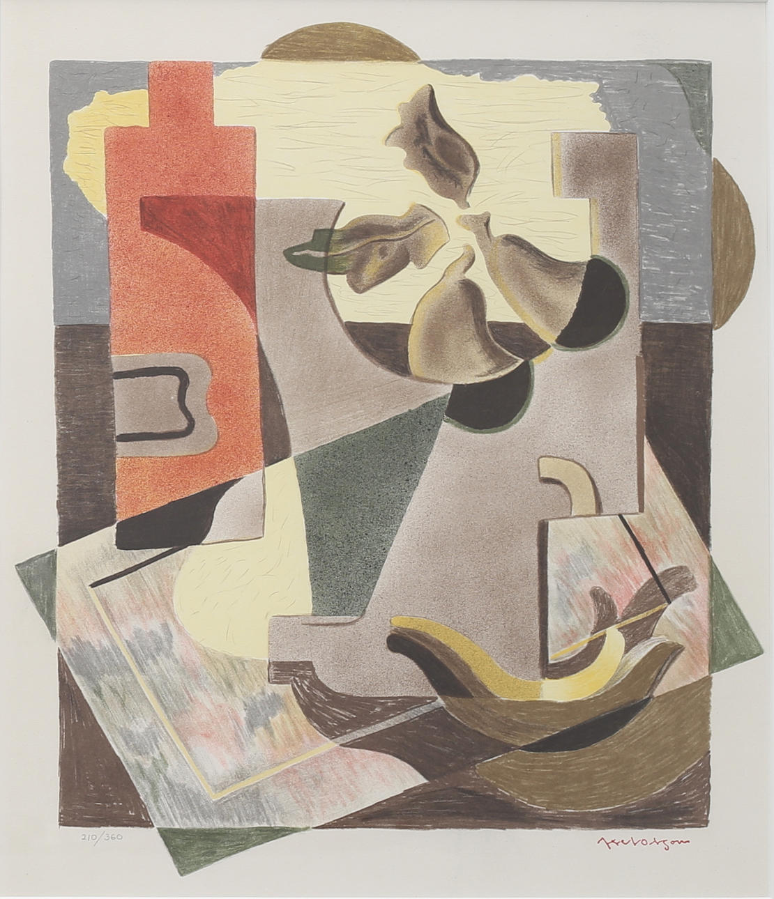 AXEL OLSON. Composition, color lithograph, stamp signed and numbered 210/360.