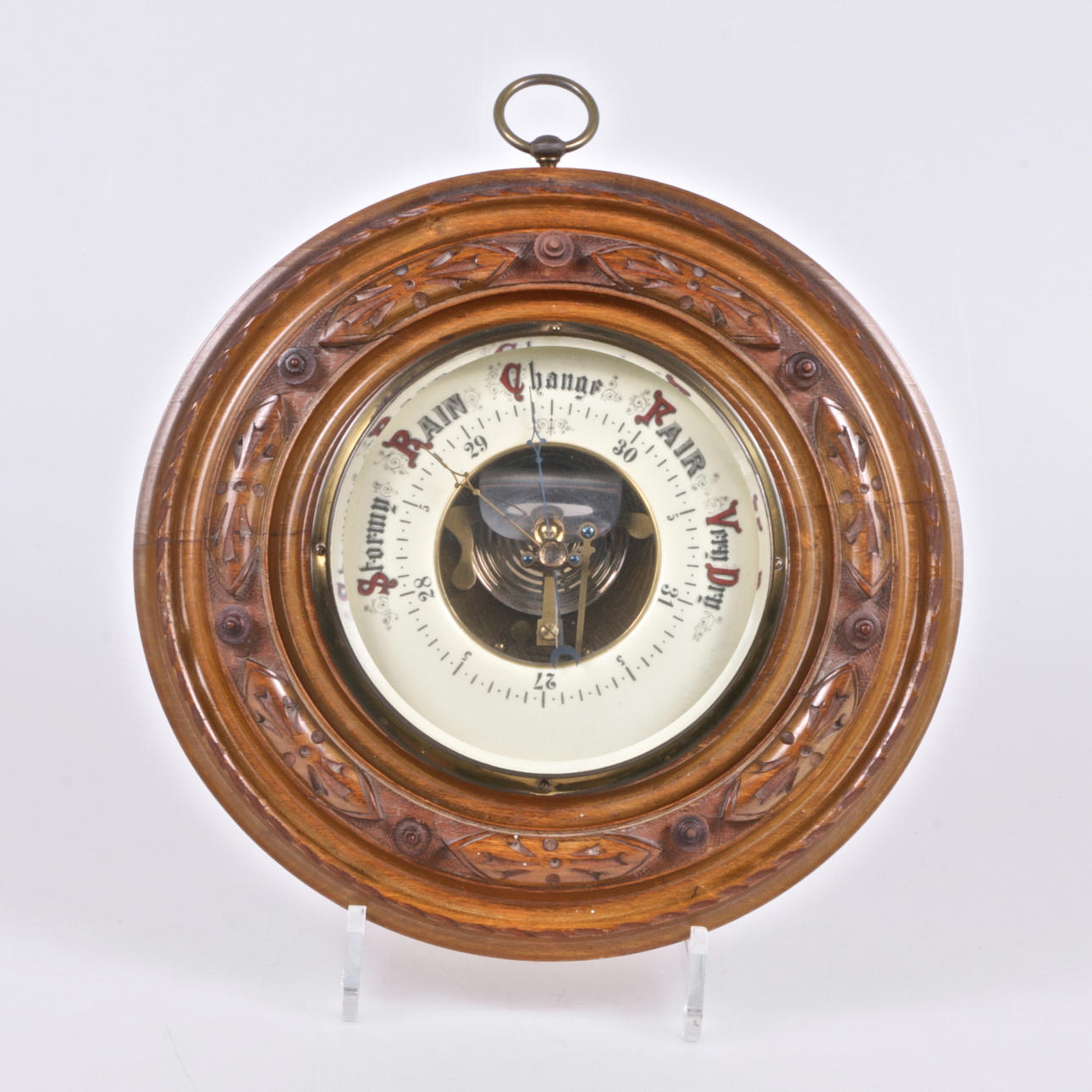 BAROMETRI, puuta ja messinkiä, 1900-luvun ensimmäinen puolisko.