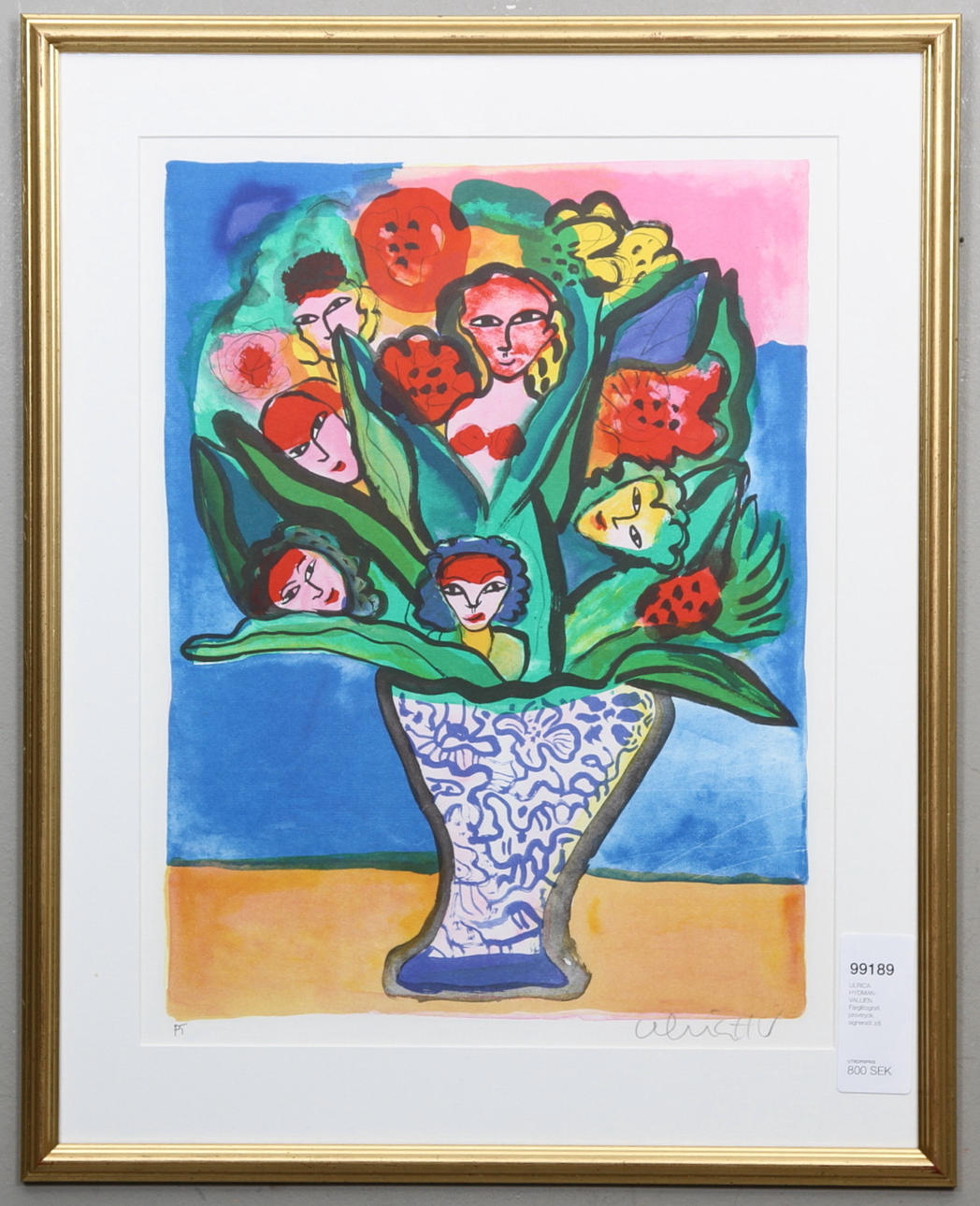 ULRICA HYDMAN-VALLIEN. Färglitografi, provtryck, signerad.