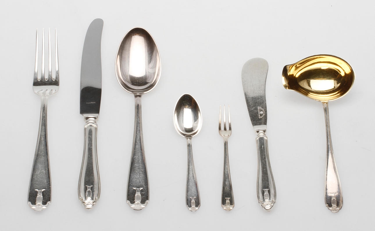 BESTICK, nysilver, 57 delar, "Vasa" Guldsmedsaktiebolaget, 1900-tal.