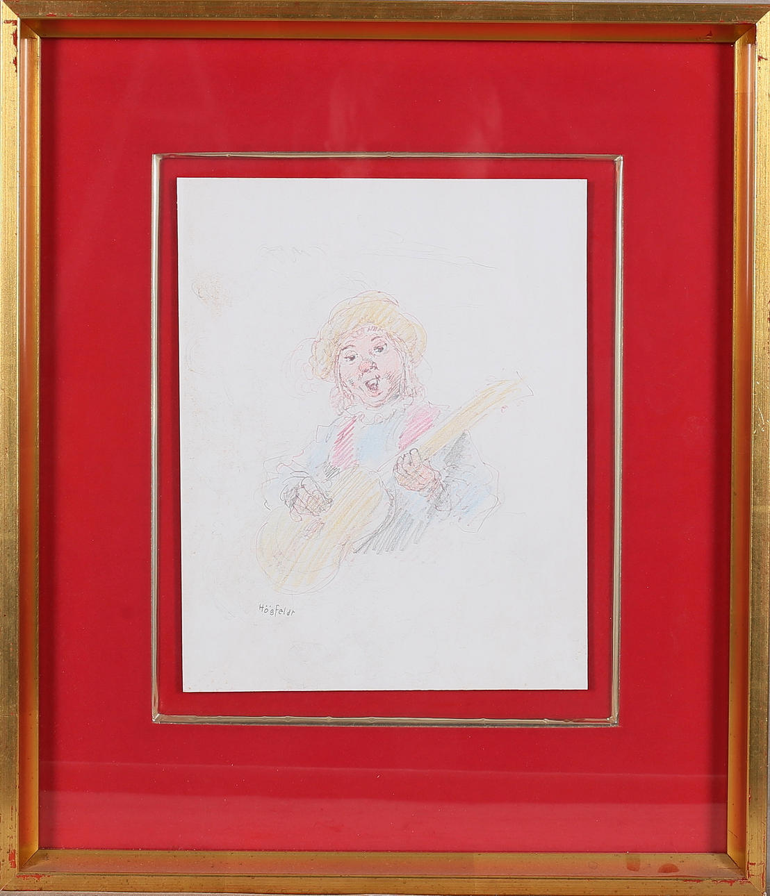 ROBERT HÖGFELDT. "The Troubadour", mixed media, signed.