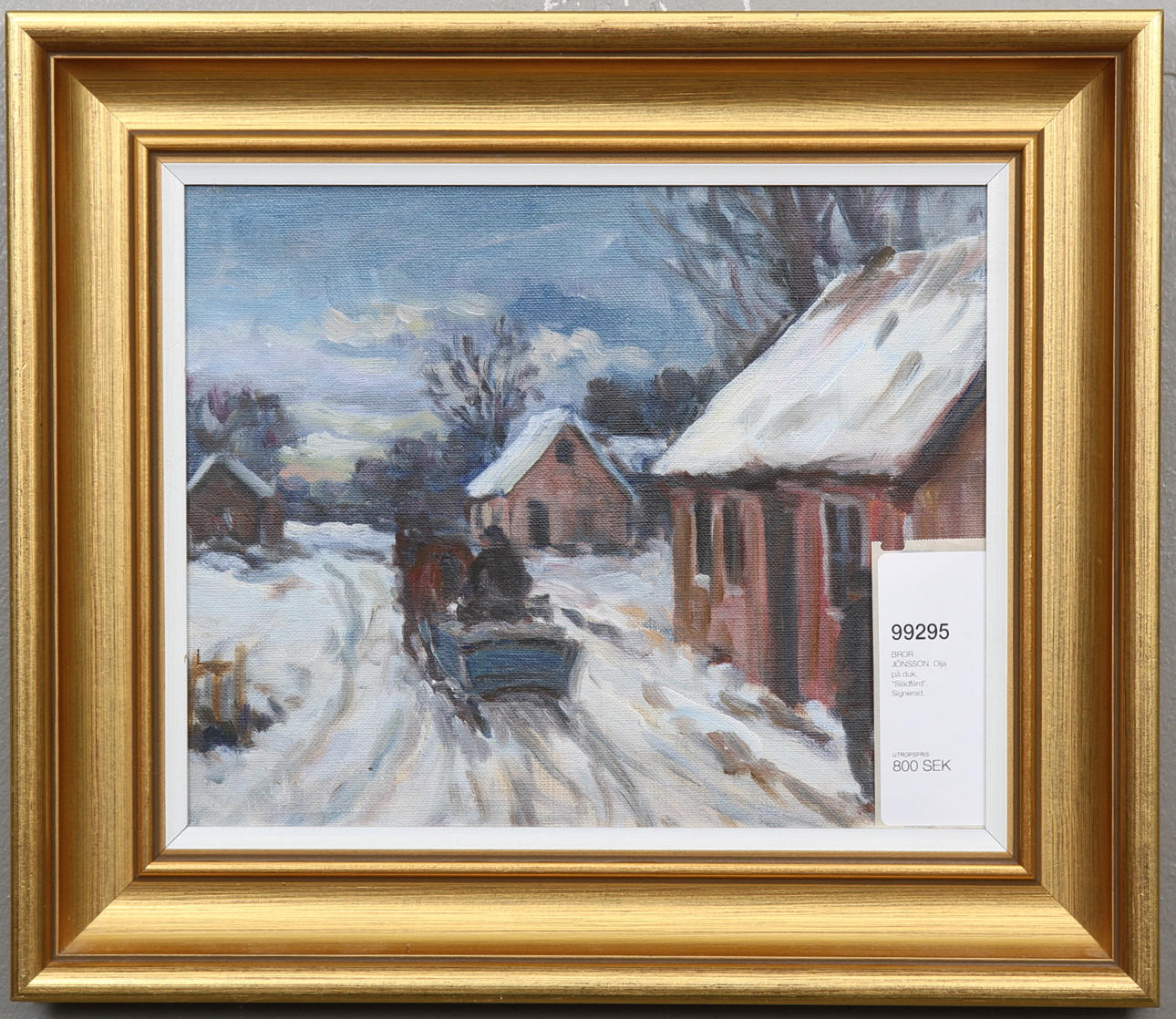 BROR JÖNSSON. Olja på duk, "Slädfärd", Signerad.