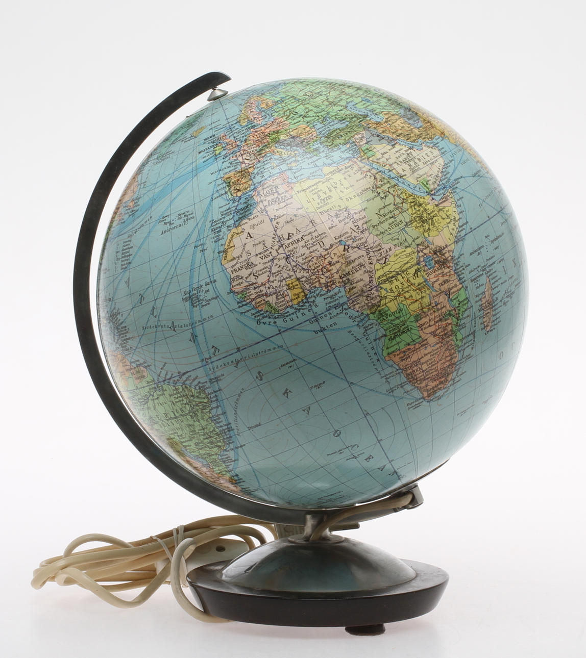 JORDGLOB, med belysning, Columbus Duo Jordglob, 1900-talets senare hälft.