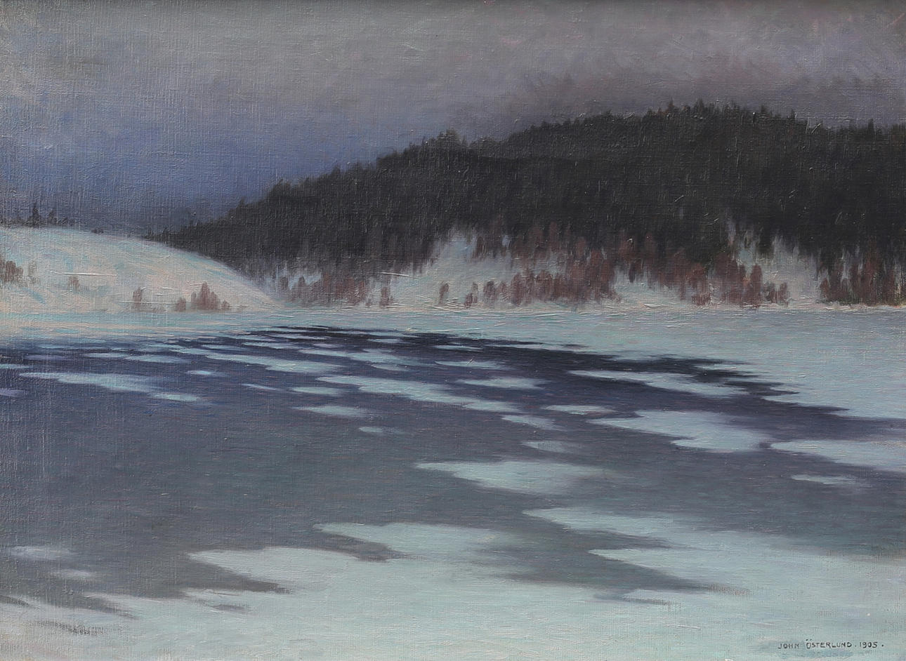 JOHN ÖSTERLUND. Landscape, oil on canvas, signed, dated 1905.