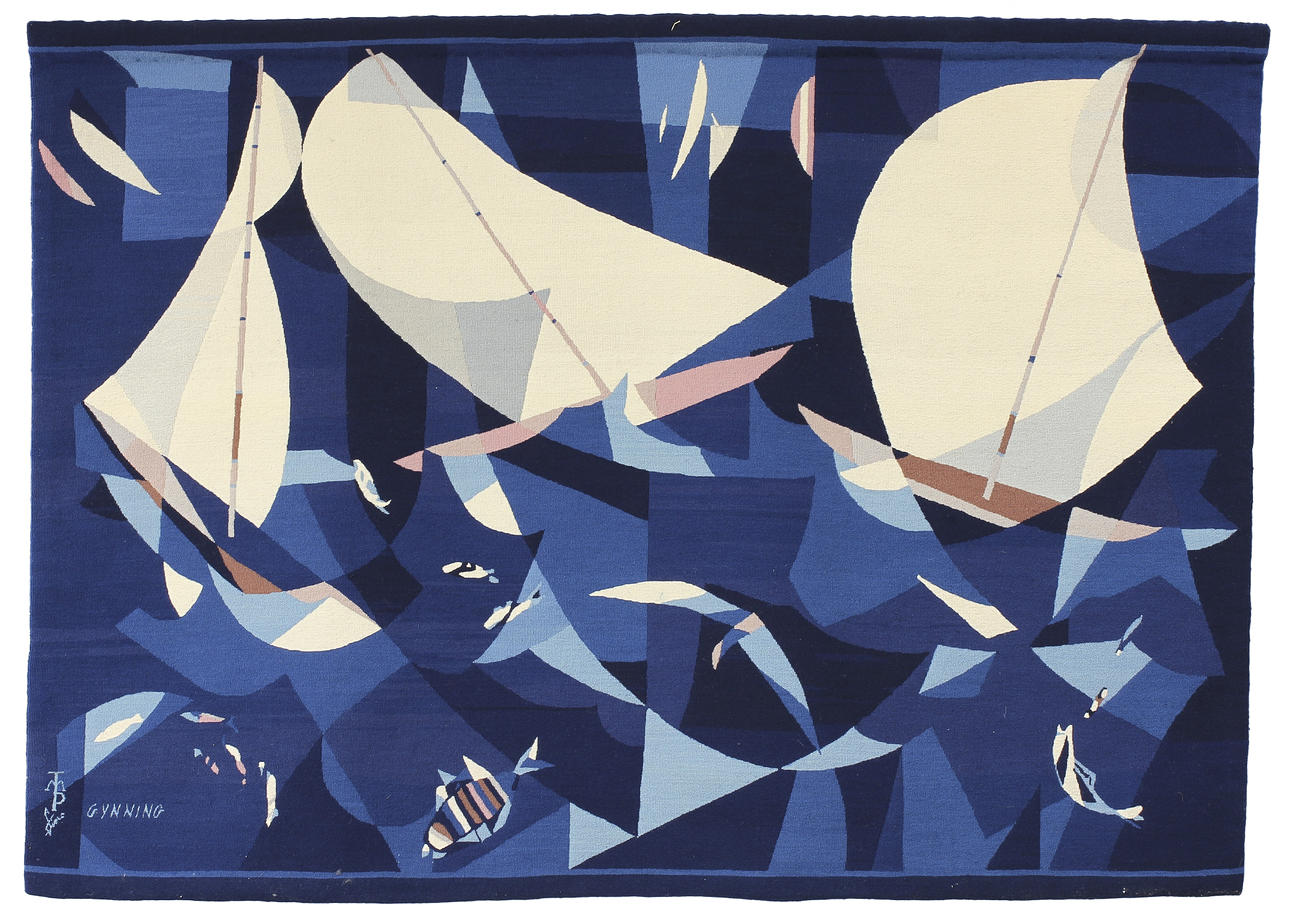 VÄVD TAPET "Regatta" Lars Gynning, signerad.