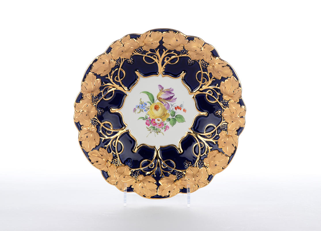 MEISSEN. Prunkteller / Prunkschale. Kobaltblau & Gold.