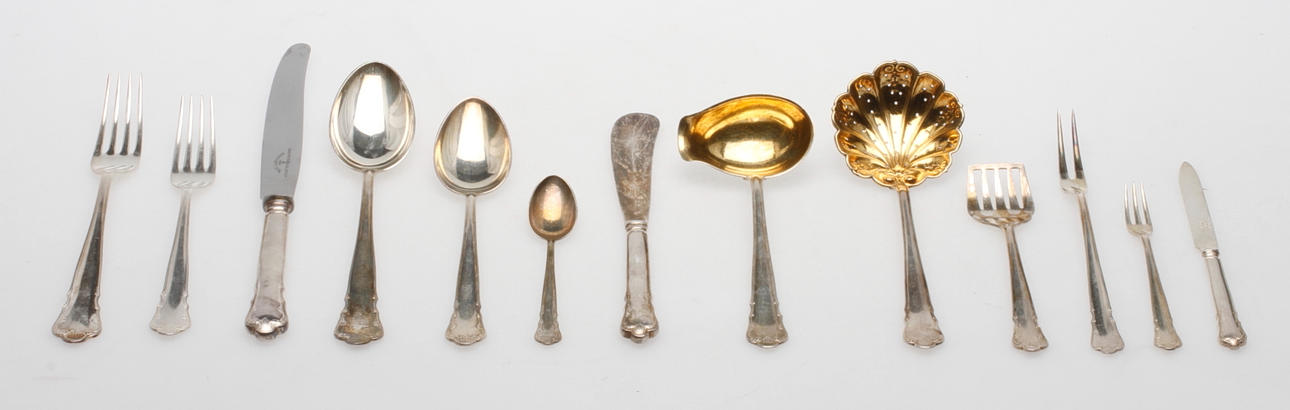 BESTICK, 90 delar, nysilver, "Ingrid", 1900-tal.