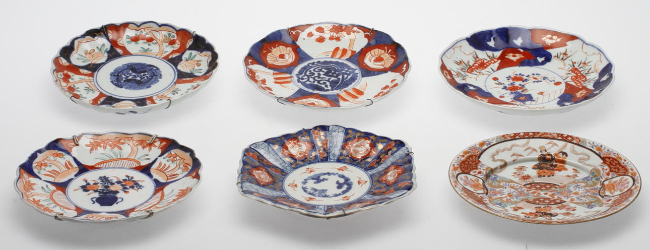 TALLRIKAR, 6 st, porslin, Imari, orientaliska, 1800/1900-tal.
