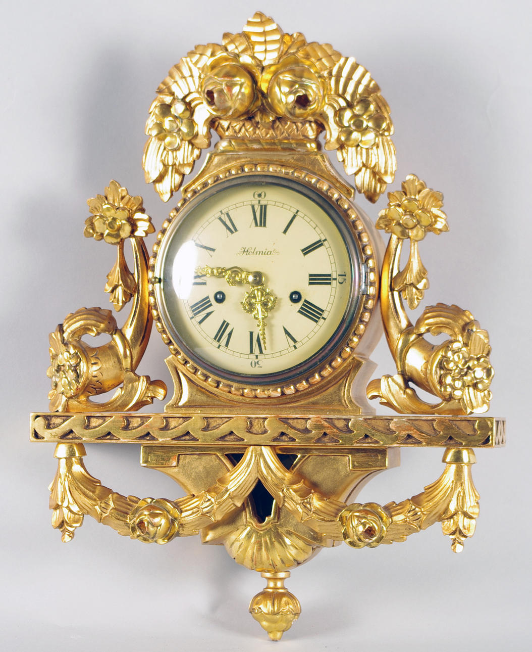 VÄGGPENDYL, förgylld, Holmia, gustaviansk stil.