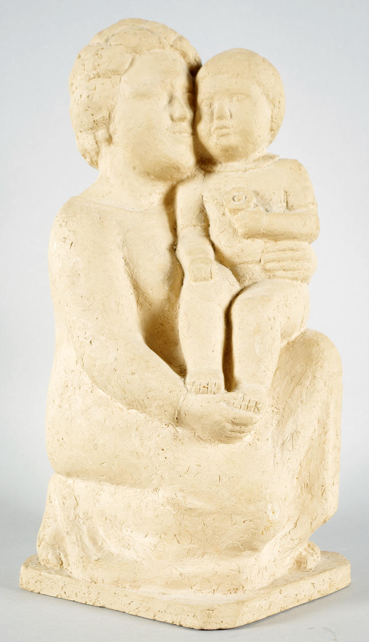 ANNIE WIBERG. keramikfigur, mor och barn.