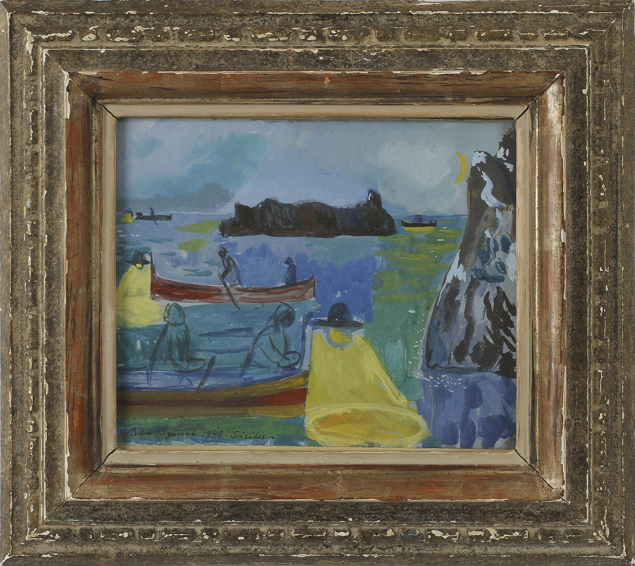 BENGT BLOMQUIST. Blandteknik, daterad 1948, "Sicilien".