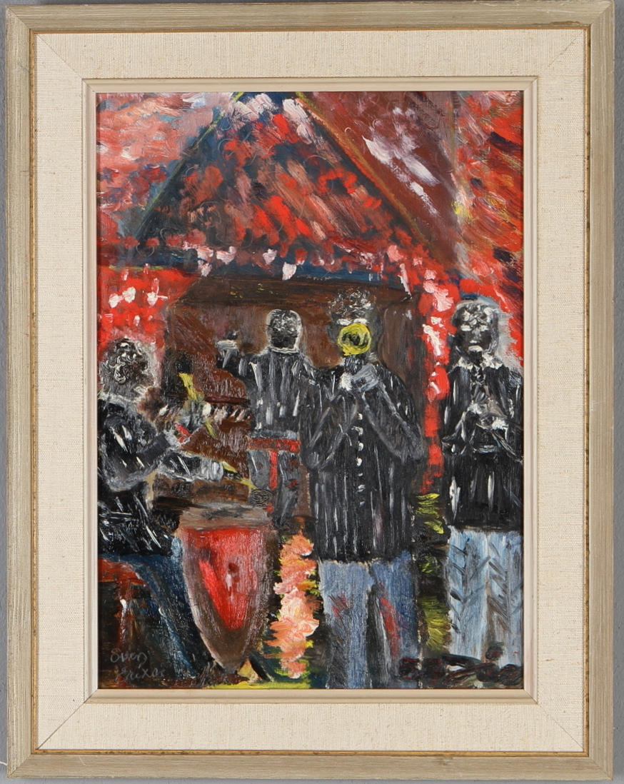 SVEN X:ET ERIXSON. Musiker, olja på pannå, signerad.