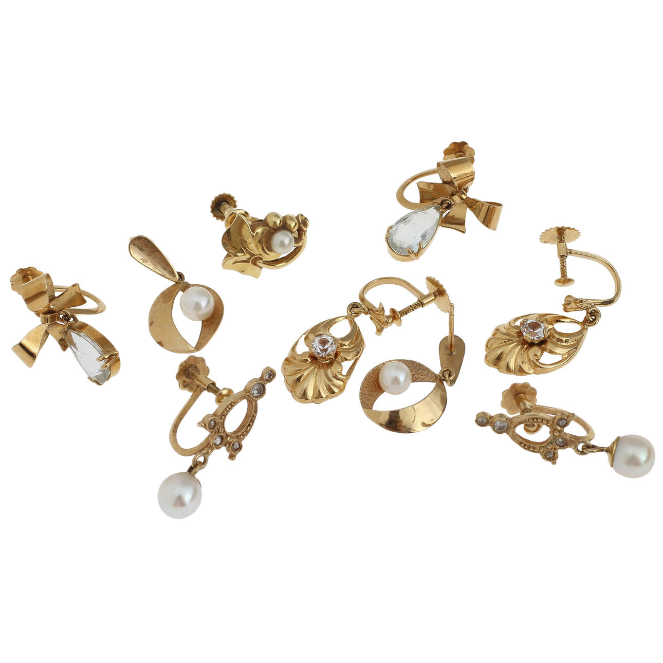 ÖRHÄNGEN, 4 par + 1 st, 18k guld, 11,5 gram.