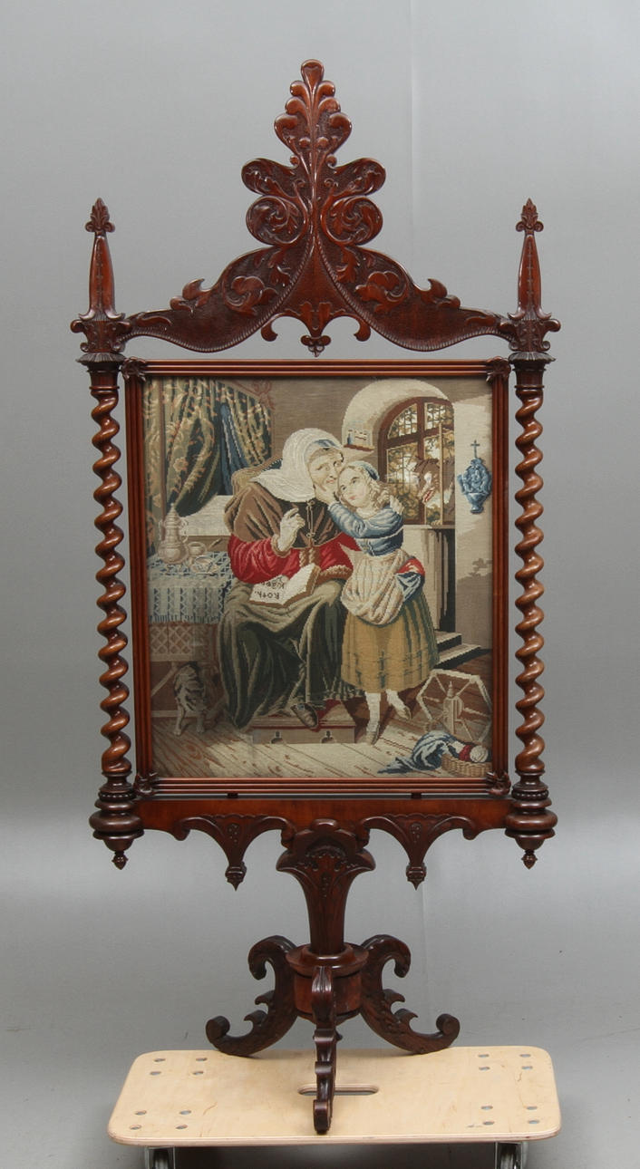 BRASSKÄRM, mahogny, sent 1800-tal.