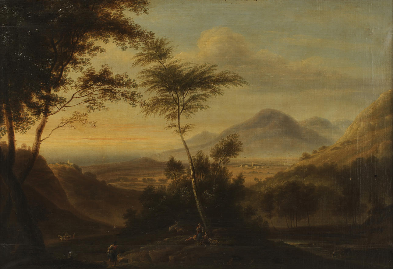 OKÄND KONSTNÄR. 1700/1800-tal. Olja på duk. Bär signatur J. van Ruysdael. fe.