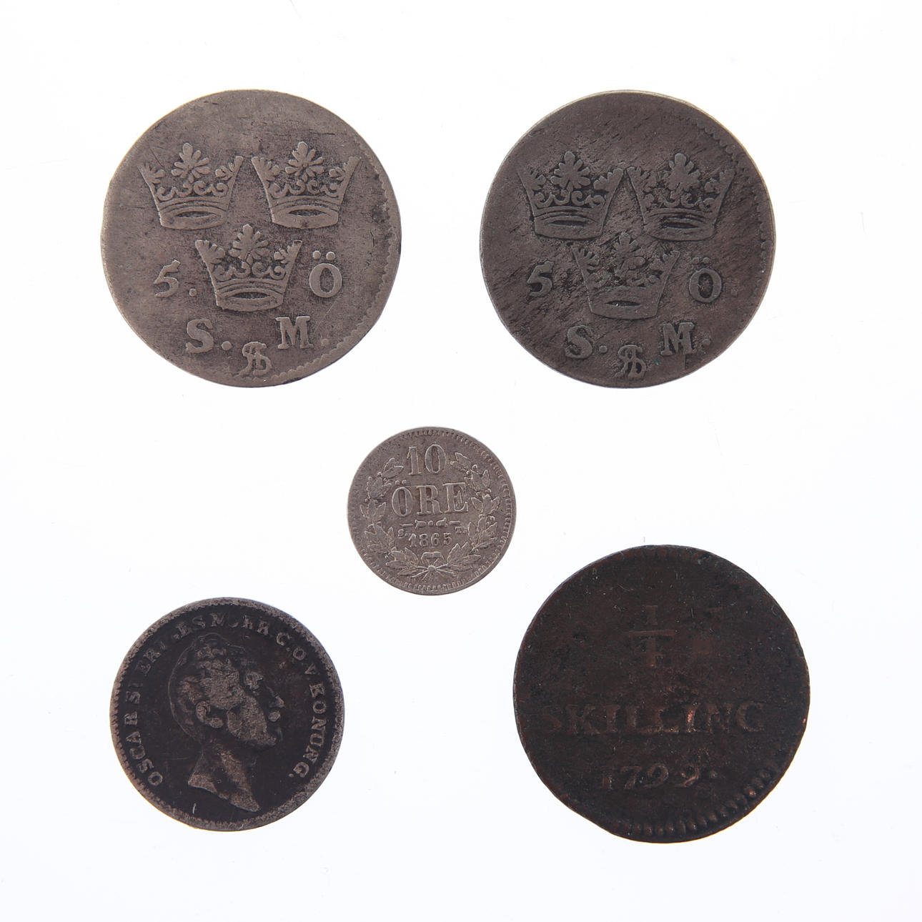 MYNT, 5 st, Sverige, silver, 1692-1865.