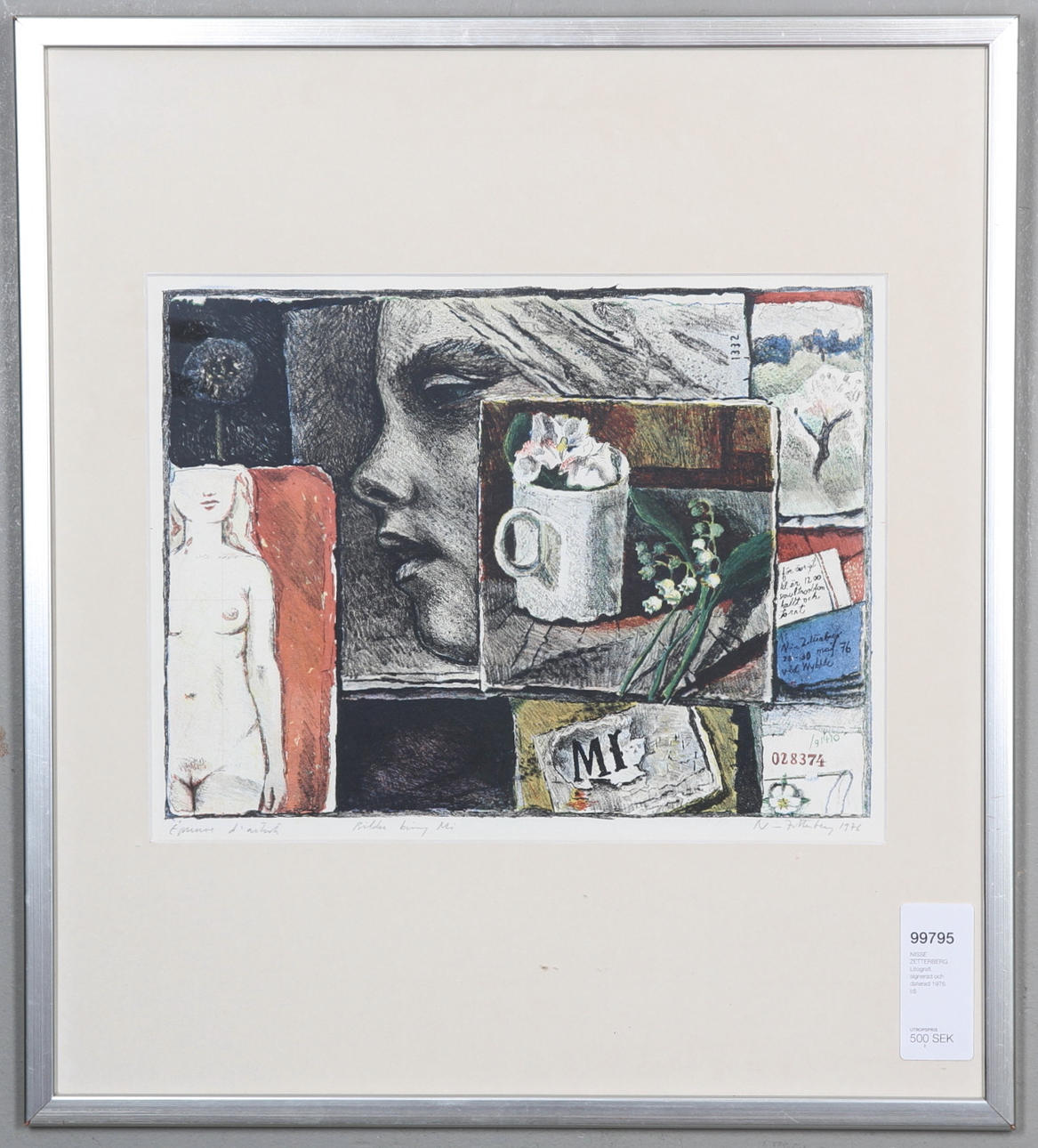 NISSE ZETTERBERG. Litografi, signerad och daterad 1976.