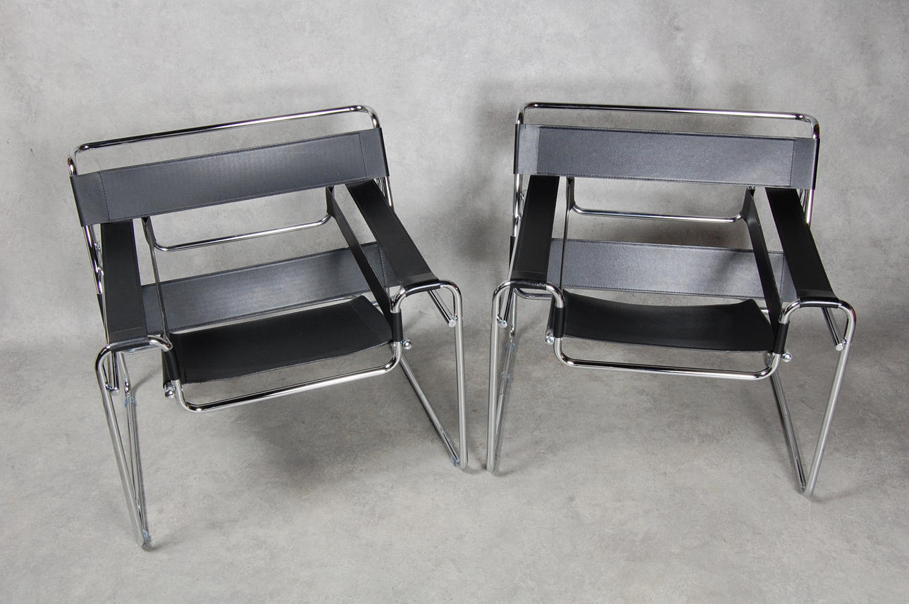MARCEL BREUER. EFTER. fåtöljer, 1 par, " Wassily Chair " 1900-talets andra hälft.