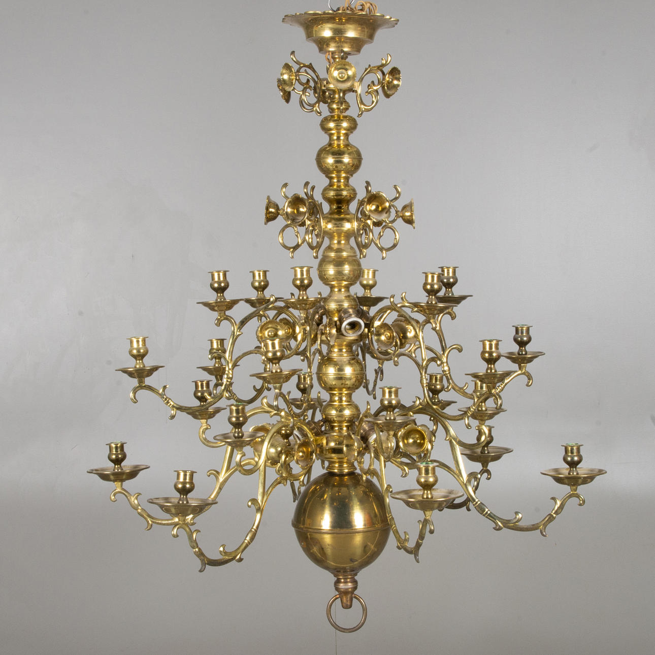 CEILING LAMP, 24 light points, brass.