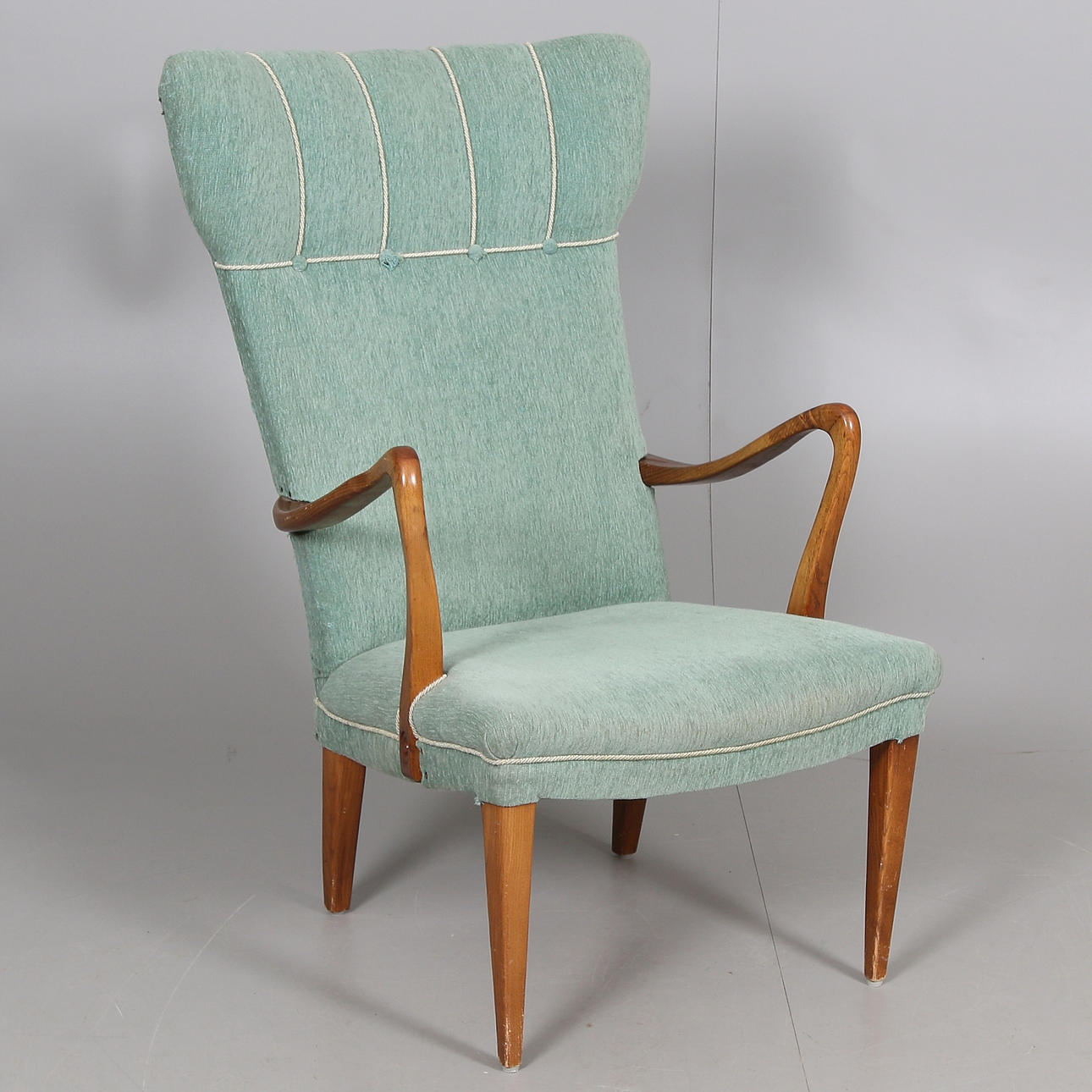 SESSEL, Holz und Textil, 1940er Jahre.