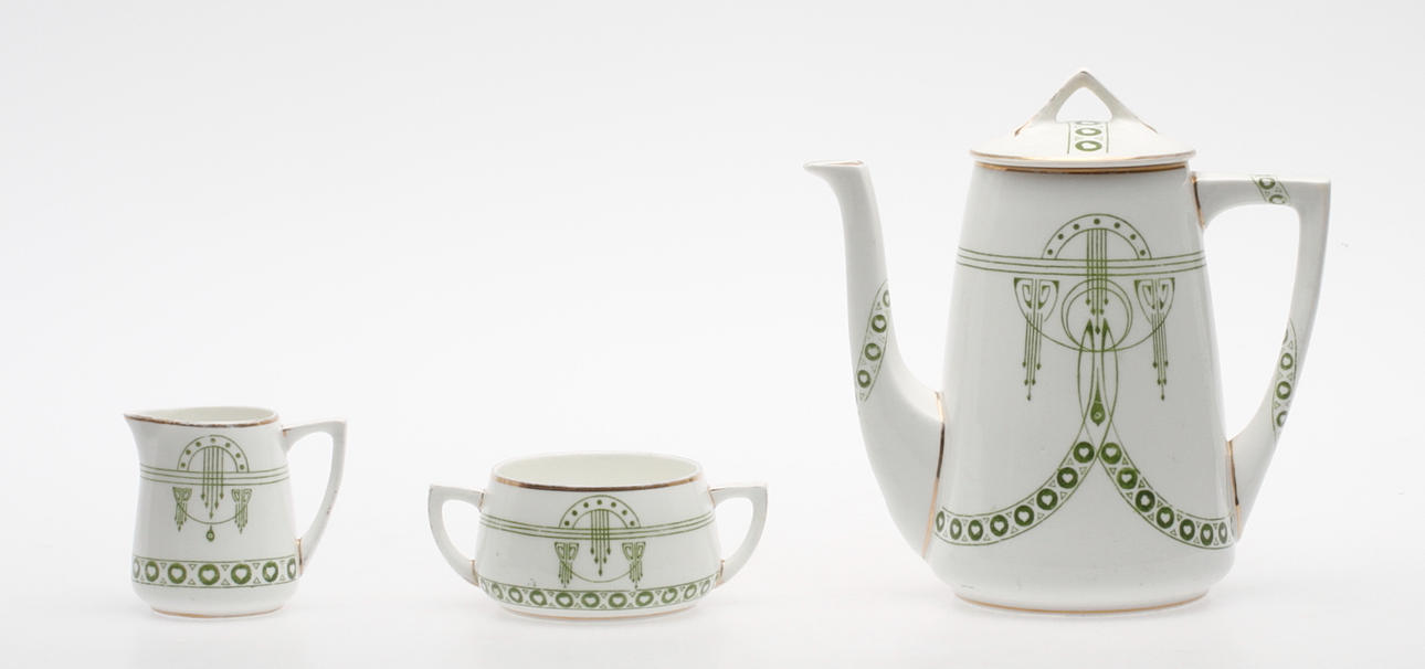 KAFFESERVIS, 3 delar, porslin, Jugend, Gustafsberg.