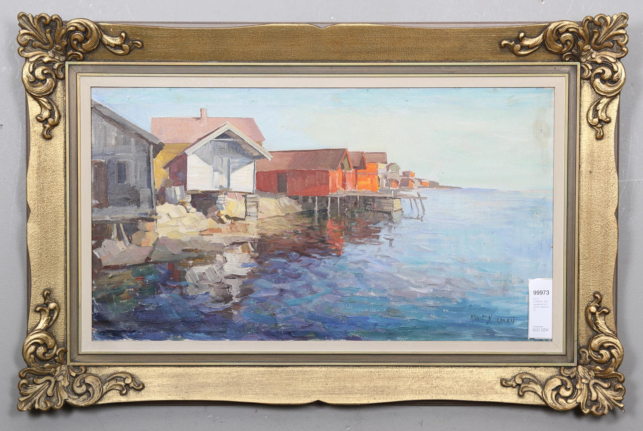 KNUT NORMAN. Duk uppklistrad på pannå, signerad.