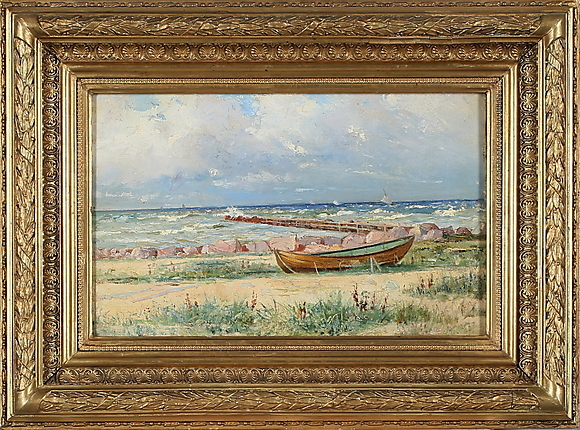 valfrid-nelson-coastal-landscape-with-stacked-oak-oil-on-canvas