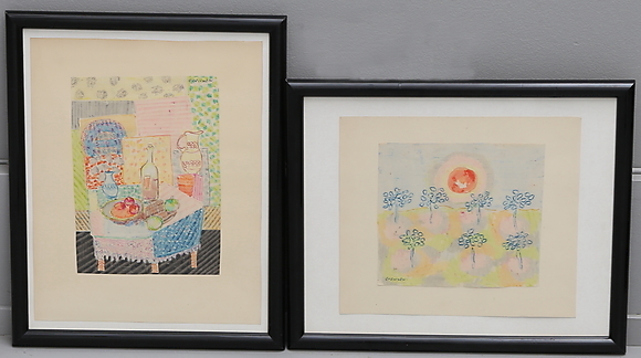 BJÖRN ERLING EVENSEN, TVÅ STYCKEN, signerade. Konst Måleri