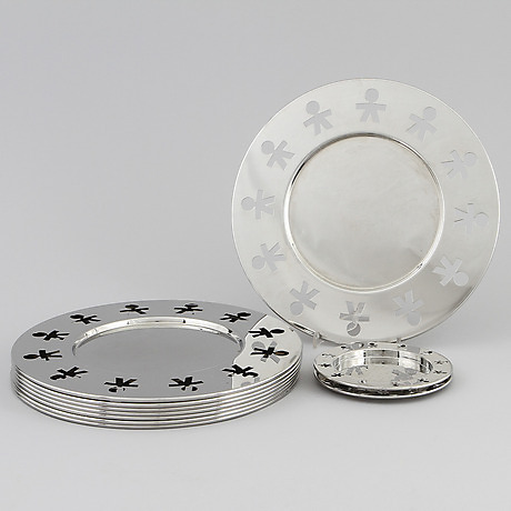PLATE SUPPORT, 8 pcs and COASTERS, 2 pcs, Alessi. Silver & Metals ...