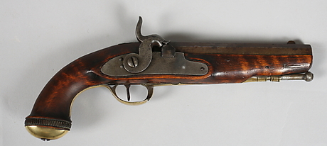 STOCK LOCK GUN. Sweden, about 1850. Factory work. Octagonal pipe with ...