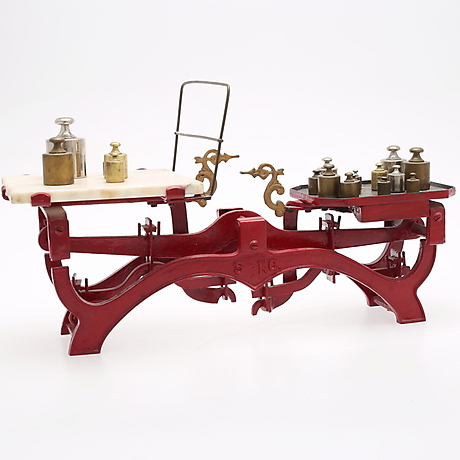 BALANCING SCALE with WEIGHTS, early 20th century. Miscellaneous ...