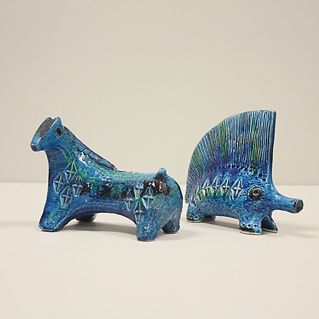 FIGURINES, 2 pieces, animals, stoneware, Rimini Blu, Aldo Londi ...
