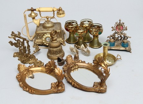 PARTI DIVERSE, bla Remmare, Bordstelefon, Spegellampetter mm. 1900-tal.